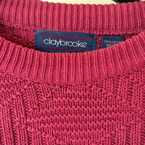 Vintage Claybrooke Raspberry Pink Diamond Sweater XL 1990s 1980s Unsiex Cottage - Picture 4 of 6